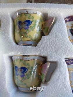Formalities by Baum Bros 6 Vintage Butterfly Demitasse Tea Cups And Saucers