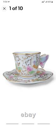 Formalities by Baum Bros 6 Vintage Butterfly Demitasse Tea Cups And Saucers