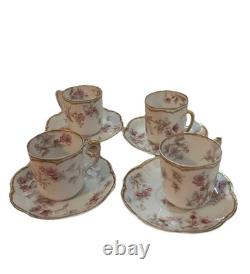 Four Haviland & Co. Limoges France demitasse cups and saucers