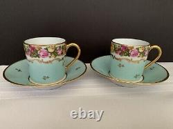 France Limoges Demitasse Cups And Saucers Hand Painted