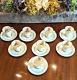 Franciscan Cherokee Rose Demitasse Cup Saucer Set Of 8 Vtg Green Band Gold Band