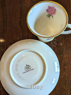 Franciscan Cherokee Rose Demitasse Cup Saucer Set Of 8 Vtg Green Band Gold Band