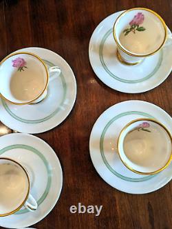 Franciscan Cherokee Rose Demitasse Cup Saucer Set Of 8 Vtg Green Band Gold Band