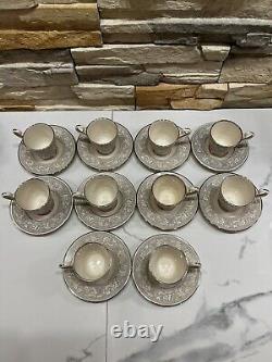 Franciscan Masterpiece China Platinum Renaissance 10 Demitasse Cup & Saucers Set