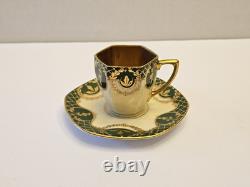 Fraureuth Gilded Demitasse Cup & Saucer Set Green Gold