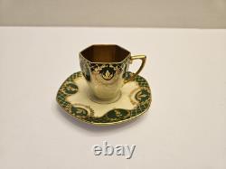 Fraureuth Gilded Demitasse Cup & Saucer Set Green Gold