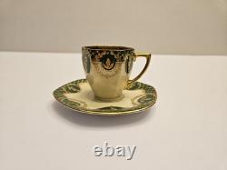 Fraureuth Gilded Demitasse Cup & Saucer Set Green Gold