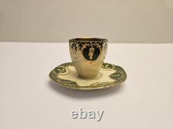 Fraureuth Gilded Demitasse Cup & Saucer Set Green Gold