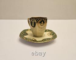 Fraureuth Gilded Demitasse Cup & Saucer Set Green Gold