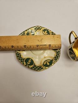 Fraureuth Gilded Demitasse Cup & Saucer Set Green Gold