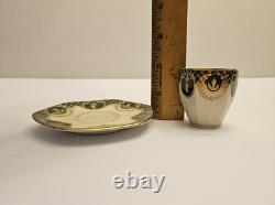 Fraureuth Gilded Demitasse Cup & Saucer Set Green Gold