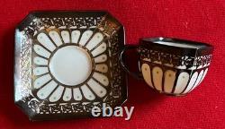 Fraureuth Porcelain Demitasse Cup & Saucer 19th Early 20th c. Silver Overlay