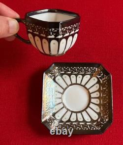 Fraureuth Porcelain Demitasse Cup & Saucer 19th Early 20th c. Silver Overlay