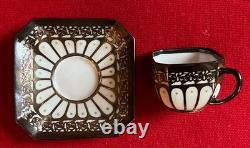 Fraureuth Porcelain Demitasse Cup & Saucer 19th Early 20th c. Silver Overlay