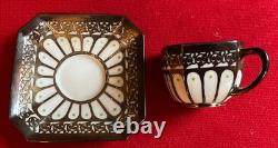 Fraureuth Porcelain Demitasse Cup & Saucer 19th Early 20th c. Silver Overlay