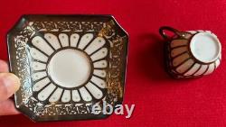 Fraureuth Porcelain Demitasse Cup & Saucer 19th Early 20th c. Silver Overlay