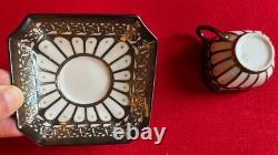 Fraureuth Porcelain Demitasse Cup & Saucer 19th Early 20th c. Silver Overlay