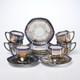 Fraureuth Porcelain Demitasse Cup Saucer Set Of 6 Silver Late 19th Early 20th