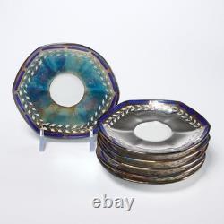 Fraureuth Porcelain Demitasse Cup Saucer Set of 6 Silver Late 19th Early 20th