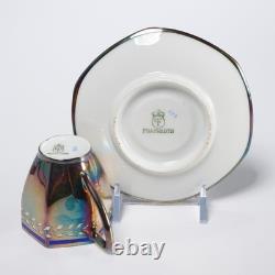 Fraureuth Porcelain Demitasse Cup Saucer Set of 6 Silver Late 19th Early 20th