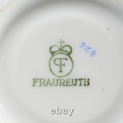 Fraureuth Porcelain Demitasse Cup Saucer Set of 6 Silver Late 19th Early 20th