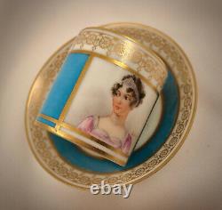 French Demitasse Cup & Saucer, Austrian Empress, Celeste Blue