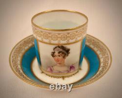 French Demitasse Cup & Saucer, Austrian Empress, Celeste Blue