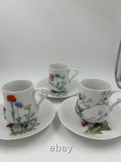 French Porcelain Demitasse Espresso Cups and Saucers