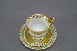 French Richard Briggs Old Paris Style Green & Gold Leaf Demitasse Cup C. 1890