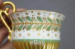French Richard Briggs Old Paris Style Green & Gold Leaf Demitasse Cup C. 1890