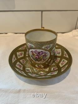 French Sevres Porcelain demitasse Cup & Saucer
