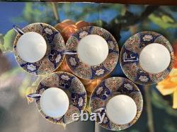 Fukagawa Seiji Arita Japan Imari 5 Sets Demitasse Espresso Tea Cups & Saucers