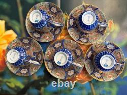 Fukagawa Seiji Arita Japan Imari 5 Sets Demitasse Espresso Tea Cups & Saucers