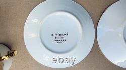 Full set of 6 R. BIDRON Limoges France Gold Encrusted Demitasse Cups & Saucers