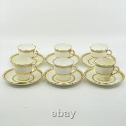 G8338 by MINTON for TIFFANY Gold Encrusted 6 Demitasse Cups & Saucers Set FLAWS