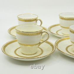 G8338 by MINTON for TIFFANY Gold Encrusted 6 Demitasse Cups & Saucers Set FLAWS