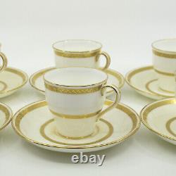 G8338 by MINTON for TIFFANY Gold Encrusted 6 Demitasse Cups & Saucers Set FLAWS