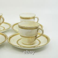 G8338 by MINTON for TIFFANY Gold Encrusted 6 Demitasse Cups & Saucers Set FLAWS