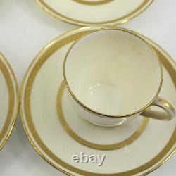 G8338 by MINTON for TIFFANY Gold Encrusted 6 Demitasse Cups & Saucers Set FLAWS