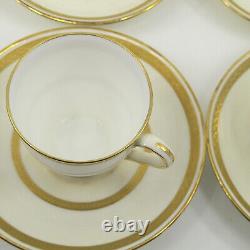 G8338 by MINTON for TIFFANY Gold Encrusted 6 Demitasse Cups & Saucers Set FLAWS