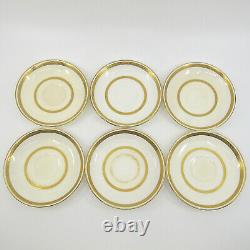 G8338 by MINTON for TIFFANY Gold Encrusted 6 Demitasse Cups & Saucers Set FLAWS