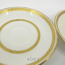 G8338 by MINTON for TIFFANY Gold Encrusted 6 Demitasse Cups & Saucers Set FLAWS