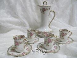 GDA Limoges Chocolate Pot with Demitasse Cup & Saucer 4 Set