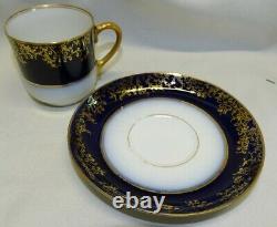 GDM Charles Field Haviland Limoges France 4 Demitasse Cup & Saucers -Cobalt Gold