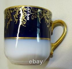 GDM Charles Field Haviland Limoges France 4 Demitasse Cup & Saucers -Cobalt Gold