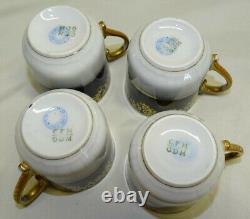 GDM Charles Field Haviland Limoges France 4 Demitasse Cup & Saucers -Cobalt Gold