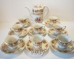 GOLD CASTLE China Hostess Mini Teapot+ 8 Demitasse Cups and Saucers TEA SET