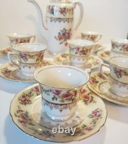 GOLD CASTLE China Hostess Mini Teapot+ 8 Demitasse Cups and Saucers TEA SET