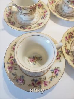 GOLD CASTLE China Hostess Mini Teapot+ 8 Demitasse Cups and Saucers TEA SET
