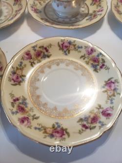 GOLD CASTLE China Hostess Mini Teapot+ 8 Demitasse Cups and Saucers TEA SET